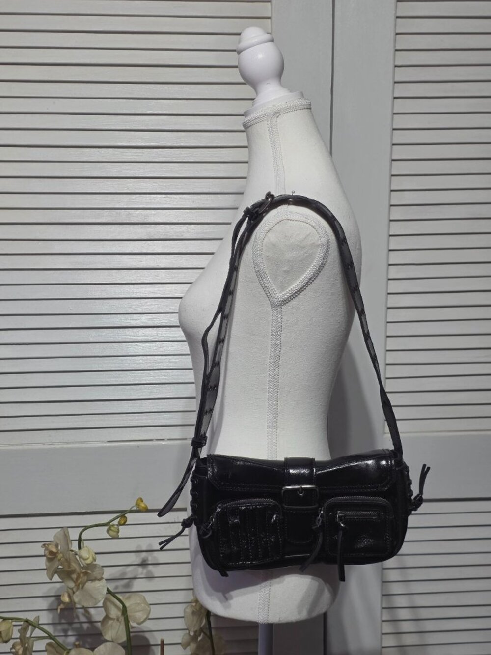 Free People Women's Black Leather High Speed Croosbody Shoulder Bag Sz S 3932